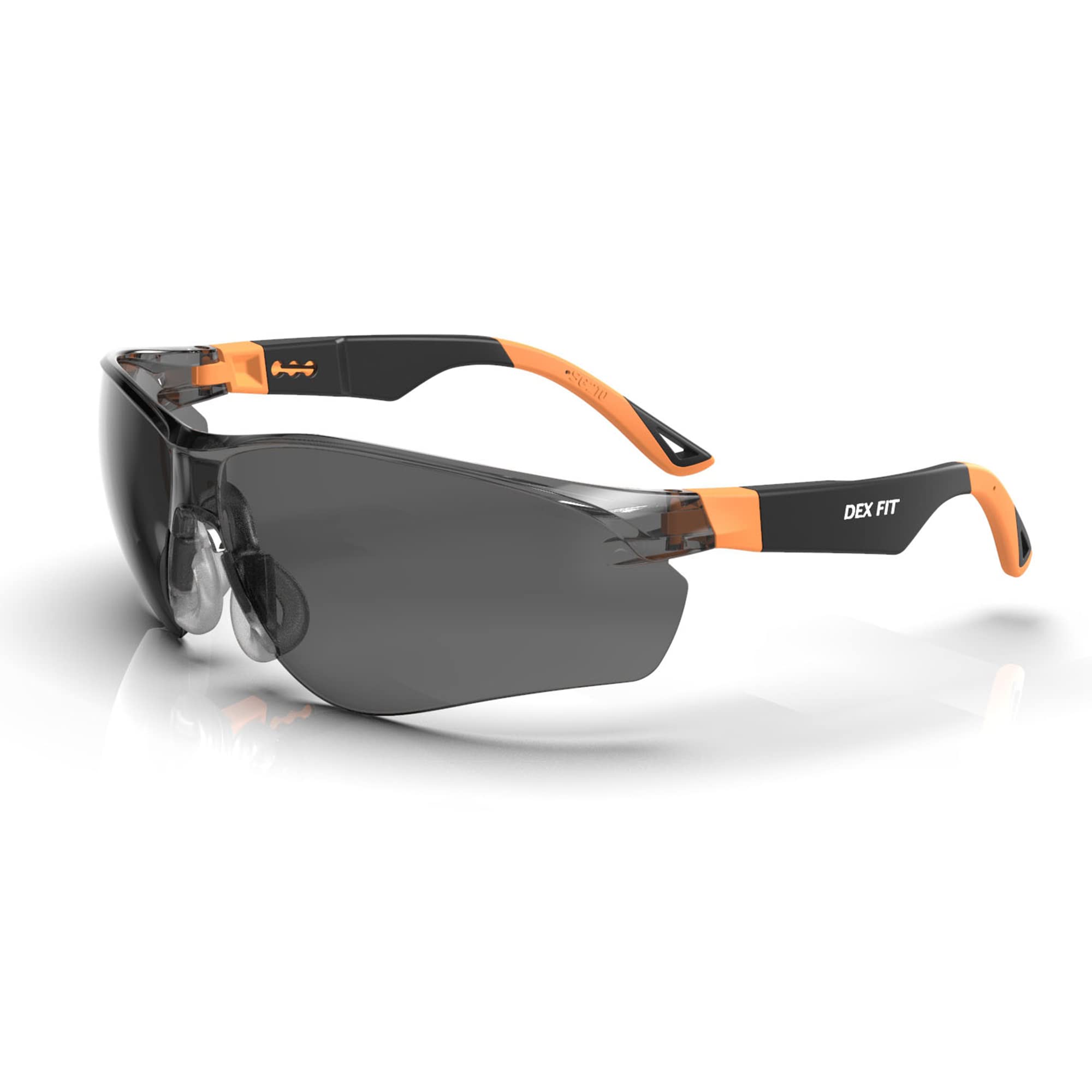 DEX FIT Safety Sunglasses SG210 - Smoke Tinted, EN166 Certified, Anti-Fog & Anti-Scratch, UV Protection Sun Glare Block, Adjustable Sport Eyewear for Outdoor Work, Cycling & Fishing; Orange, 1 PC โ image 1