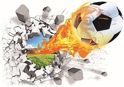 Noufeng 3D Broken Wall Fire Football Wall Decals Stickers