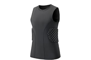 STONEKISS Rib and Back Protector Sleeveless Compression Shirt, Padded Sports Training Base Layer
