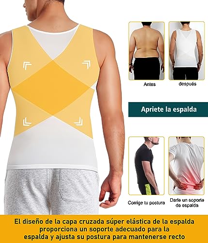 SUNACGO - Camiseta Interior Deportiva para Hombre Body Faja Moldeador de Compresión Camisa de Reductora para el Cuerpo Control de Abdomen