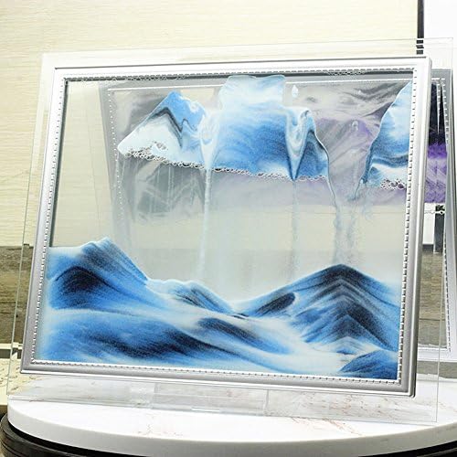 Antowin Deep Sea Moving Sand Art Picture Sandscapes in Motion Office Desktop Art Decor Toys, Blue (8.66" X 6.9")