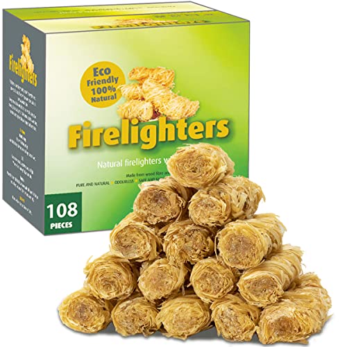 Fire Starter, 108 Count Natural Fire Starters For Fireplace, Charcoal