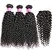 QinMei 10A Brazilian Virgin Curly Hair 3 Bundles With Closure (10 12 14+10) Free Part 100% Unprocessed Brazilian Kinky Jerry Curly 4x4 Lace Closure With Human Hair Bundles