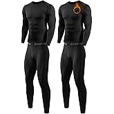 Orrfreer 2 Pack Thermal Underwear for Men Long Johns with Fleece Lined Base Layer Men Cold Weather Top and Bottom Set