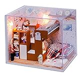 Flever Dollhouse Miniature DIY House Kit Creative Room With Furniture and Cover for Romantic Artwork Gift(Little Friends)