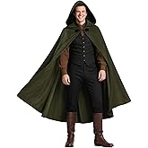 JEGERMIG Medieval Hooded Cloak Halloween Renaissance Cape with hood Wizard Costume Sorcerer Cosplay Witch