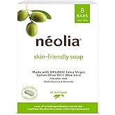 Neolia Olive Oil Soap Bar (8 Pack): Gentle Green Bar Cleanser Made with Organic Italian Extra Virgin Olive Oil & Aloe. Ideal Natural Soap for Dry Skin. Gentle Natural Cleanser for Sensitive Skin.