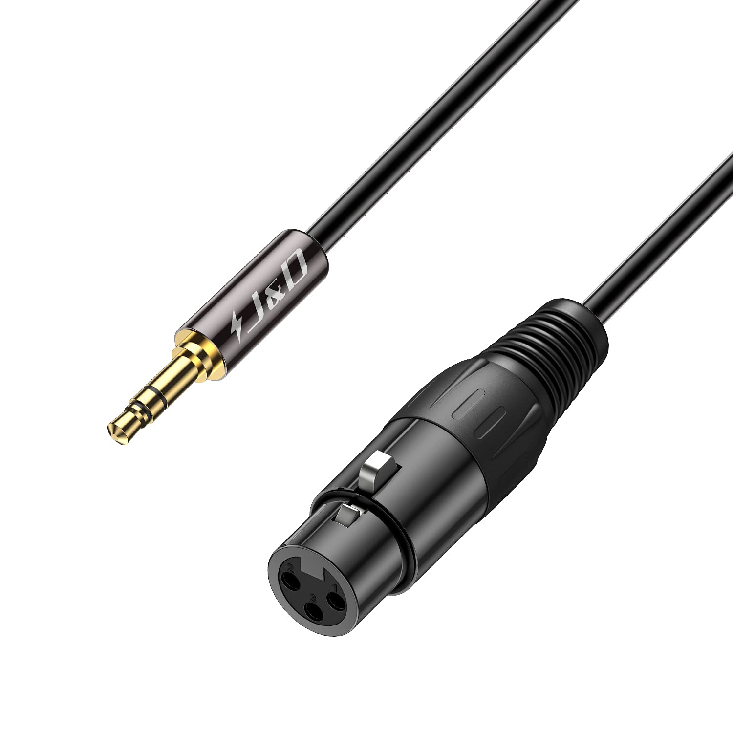 J&D XLR to 3.5mm Microphone Cable, Gold Plated Heavy Duty XLR Female to 1/8 inch TRS Male Balanced Adapter for DSLR Camera, Camcorders, Computer Sound Card, 3 Feet (0.9 Meter)