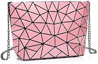 Orfila Holographic Envelope Clutch Bag Purse Geometric Laser Leather Chain Shoulder Handbag Casual Crossbody Messenger Bag Pink