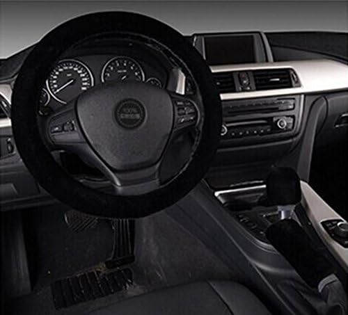 Annababy Universal Fashion Car Steering Wheel Covers for Women/Girls/Ladies Winter Warm Faux Wool 15 Inch 1 Set 3 Pcs With Handbrake Cover