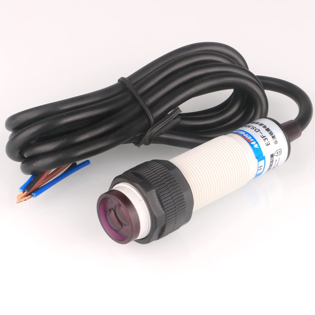 GUUZI 10cm 6-36VDC Adjustable M18 Diffuse photoelectric Switch Sensor Optical Three Lines NPN NO (Normally Open) Proximity Switch E3F-DS10C4