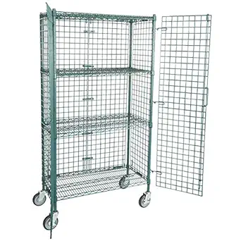 1Dealz Green Wire Rolling Security Cage System 18 Inch x 36 inch x 69 inch NSF Listed and Lockable for Secure Storage Warranty Included Bonus Lock with Keys