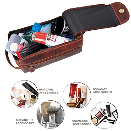 toiletry bag for men - toiletry bag for women leather toiletry bag travel dopp kit Leather dopp men (Brown Crazy Horse) - Thumbnail 3