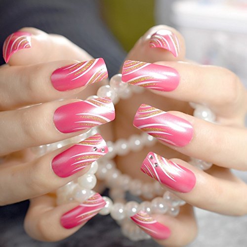 Buy Generic Z779 Rose Pink Drawing Shiny French Nail Square Top