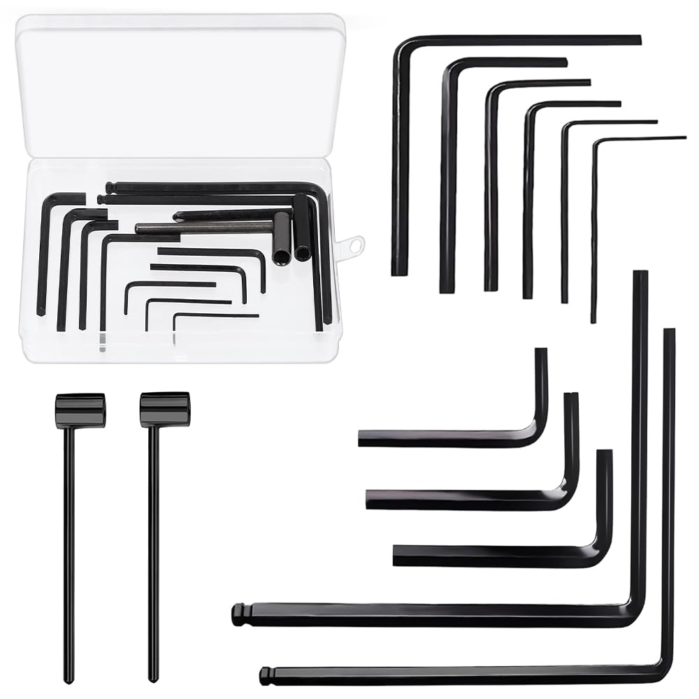 YGCQFH 13Pcs Premium Guitar Allen Wrench Set，9 Sizes Allen Wrench，4mm & 5mm Ball End Truss Rod Wrenches, 7mm & 8mm Truss Rod Hex Box Wrenches for Most Guitar Bass Neck Bridge Nut Screw Adjustment