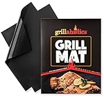 Grillaholics Grill Mat - Set of 2 Non Stick BBQ Grill Mats - Heavy Duty, Reusable, and Easy to Clean - Extended Warranty