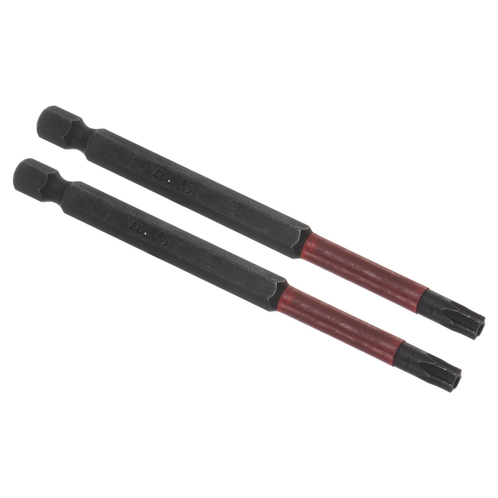 CoCud Magnetic Torx Screwdriver Bit, T27 100mm Length 1/4" Hex Shank, S2 Steel Star 6 Point Drill Driver Tamper Proof Black - (Applications: for Auto Repair), 2-Pieces