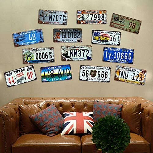 Ayiguri Vintage Feel Wall Decor Car Vehicle License Plate SPTE Souvenir Tinplate Metal Sign Poster Plaque 12 x 6 Inches (Welcome)