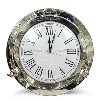 Nagina International Beautiful Nautical Aluminum Nickel Polished Premium Large Home Decor Wall Clock | Ship's Porthole… 51UdgqpMmBL