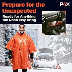 PREPARED4X Emergency Rain Poncho with Mylar Blanket