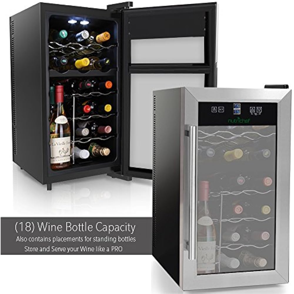 NutriChef PKDSWC18 Bottle Dual Zone Thermoelectric Wine Cooler Red