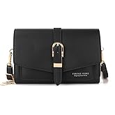 PORRASSO Elegant Wallet Crossbody Phone Bag Women's Shoulder Bag Clutch Purse Bag PU Wallet for Party Wedding Travelling Black