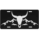 KOSUES Bison Mountains Aluminum License Plate | 6 x 12 Inch Metal Car Front License Plate Cover Car Decor Accessory Novelty Vanity Decoration Tag with 4 Holes Gift Men Women
