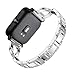 Hero Iand Compatible for Amazfit Bip Bands, 20mm Bling Rhinestone Metal Bracelet Replacement Wristband for Xiaomi Huami Amazfit Bip Youth Smart Watch Band Accessories Strap (Silver)