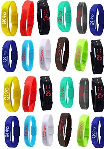 Glitter Collection LED Band Watch Pack of 24 pcs Combo Pack Party Pack for Return Gift for Kids Colour Full Best Quality MgML024