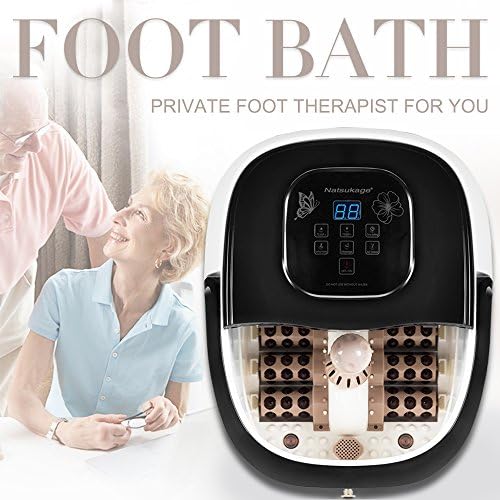Natsukage All-in-one Foot Spa Bath Massager with Heat, Rolling Massage, Digital Temperature Control LED Display (LY-809(Black))