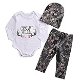 Baby Boys Crawl Walk Hunt Deer Horn Bodysuit and Pants Outfit with Hat