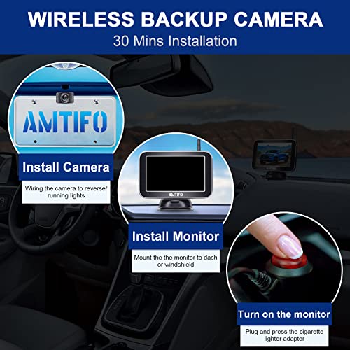 AMTIFO Wireless Backup Camera HD 1080P 5 Inch Split Screen Monitor
