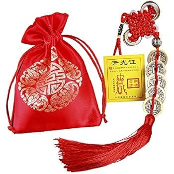 GJMY Feng Shui Coins for Wealth and Success with Chinese Knot Lucky Coins Five Emperor Money(5coins)