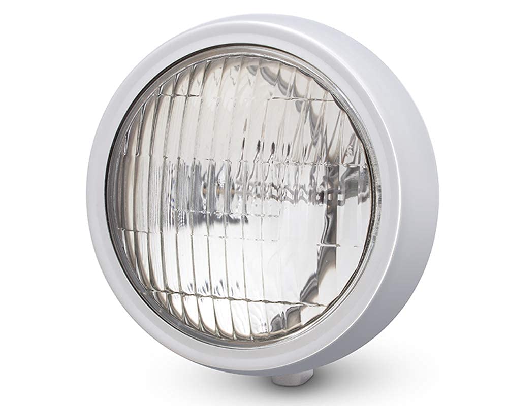 Alchemy Parts 5 Inch 127mm Deep Chrome Motorcycle Headlight Compatible with Harley Davidson Sportster 883 1200 and Dyna 1340 1450 Models | Perfect Headlamp for Custom Classic Cafe Racer Street Bikes