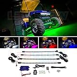 LEDGlow 4pc Million Color LED Golf Cart Underbody Underglow Accent Neon Light Kit for EZGO Yamaha Club Car - Water Resistant Flexible Tubes - Includes Control Box & Wireless Remote