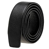 Vbiger Men's 1.38 inches wide Genuine Leather Belt without Buckle Ratchet Belt