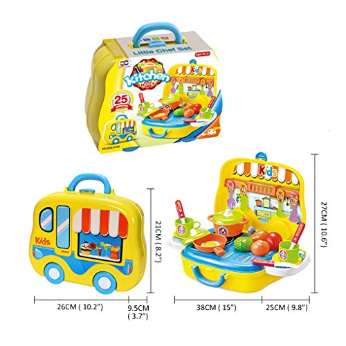 Dreamon Rollenspiel Küche Spielzeug Kinder Kochen Lebensmittel Spielset für Kleinkind Mädchen 3 Jahre alt,Gelb – Bild 6