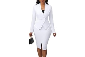 SALIMDY Women's Suits 2 Piece Skirt Set Business Work Outfits Blazer Dress Jacket Pencil Skirts Suit Sets