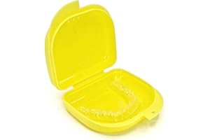 Genco Dental Retainer Case with Vent Holes - Orthodontic container for holding retainers, aligner, night-guard/mouth-guard. Small and Durable retainer case (Yellow)