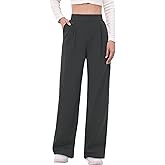 TOPYOGAS Women's High-Waisted Office Pants 2025 Business Casual Trousers with Pockets Comfortable Work Dress Pants Dark Grey