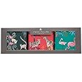 Sara Miller Tahiti Set of 3 Square Storage Tins Caddies Lemur Flamingo Zebra Design