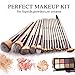 ITME 16Pcs Makeup Brushes with Purse, Upgraded Premium Professional Makeup Synthetic Brushes Sets for Foundation Blending Blush Eye Shadows Brushes (Rose Gold Champagne with Purse)