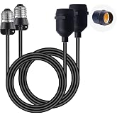 E26/E27 Light Socket Extender Cord,E26 to E26 Socket Extender, 6.6 FT Extension, Outdoor String Lights Extension for Backyard, Porch, Garden Indoor Outdoor Porch Garage Patio Use (2)