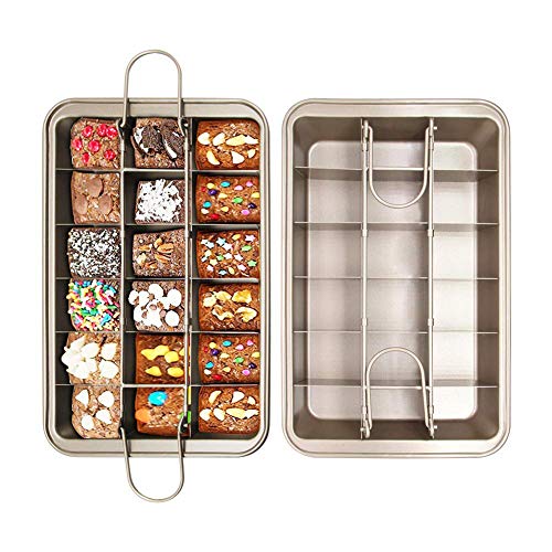 Brownie Pan, Non Stick Brownie Pans With Dividers, 18 Preslice Brownie