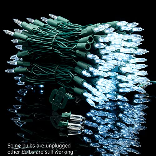 Cool White LED Christmas Lights with Green Wire, 66 Feet 200 Count UL