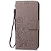 Floral Clover Embossed PU Leather Magnetic Flip Cover Card Holders & Hand Strap Wallet Purse Cover Case For iphone 4