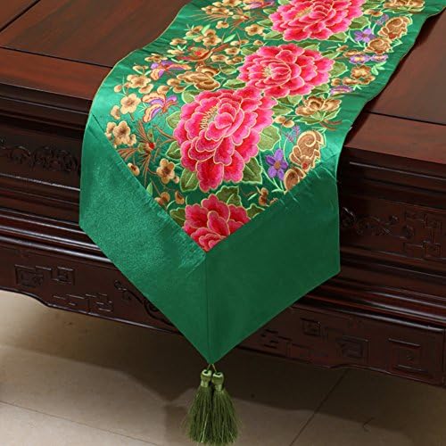 Chinese-Style Table Runner,European And American Style Table Coffee Table Flag Bed Flag,Placemat Modern Mahogany Furniture Embroidery Cloth Tablecloth-A 33x230cm(13x91inch)