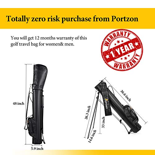 Portzon Golf Stand Bag, Lightweight Easy Carry Travel Shoulder Bag Organizer with Large Capacity of 9 Golf Clubs for Women Men
