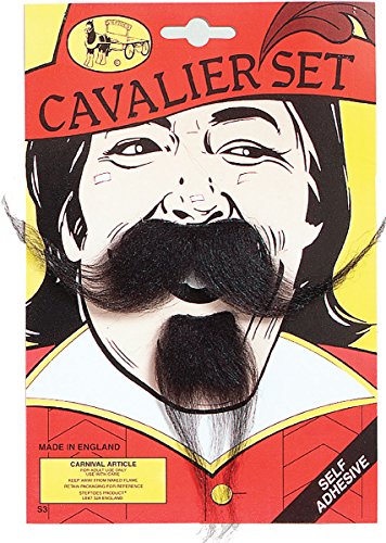 Fancy Dress Party Costume Fake Facial Hair Cavalier Tash Moustache & Beard