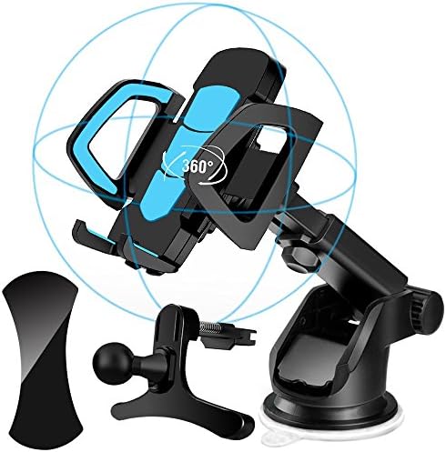 Xultrashine Car Phone Holder 3 in 1, Car Phone Mount with Air Vent Holder, Sticky Anti-Slip Gel Pads and Long Arm Windshield Mobile Phone Cradle for iPhone,Galaxy,Google Nexus, LG, Huawei and More